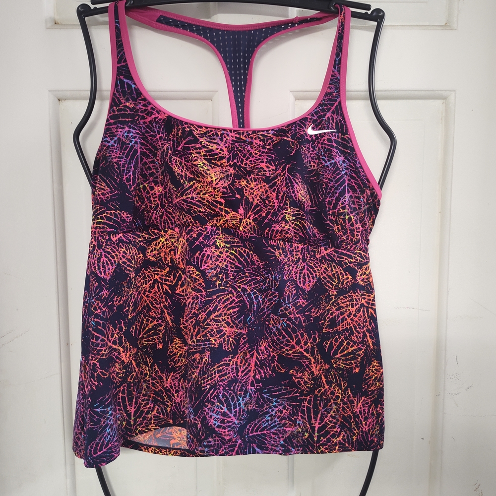 Nike Pink and Orange Leaf Pattern Tank Top